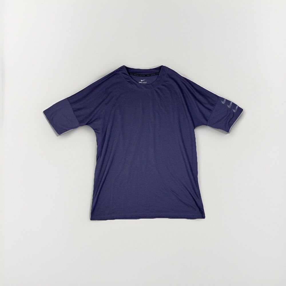 Nike Running Division Shirt Mens XL Midnight Blue Dri Fit Triple Swoosh Logo